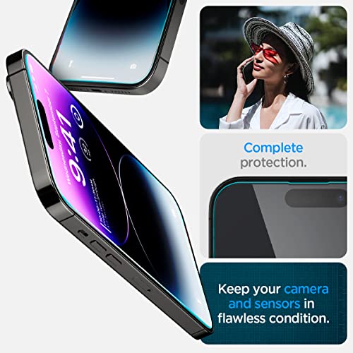 Spigen GlasTR EZ FIT Screen Protector for iPhone 14 Pro Max | 9H+ Tempered glass, Scratch resistance, Auto-align tray, Lab-tested 100% clarity, Original touch, Case-friendly, 2 Pack - size: iPhone 14 Pro Max