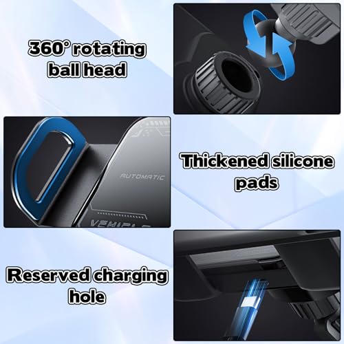 OneNine High Intelligent Mobile Phone/Pad Holder, 2 in 1 Auto Rotating Phone Holder, Car Charger Fast Charging Phone Holder, Rotatable Car Vent Phone Mount for Smartphone/Pad/Foldable(Black)