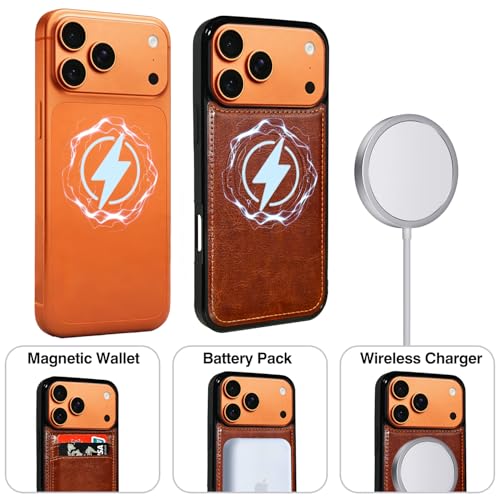 for iPhone 17 Pro Max MagSafe Wallet Case, Magnetic Detachable Leather Wallet with Card Holder & Kickstand, Slim Protective Phone Case Compatibility with iPhone 17 Pro Max. Brown - color: Brown