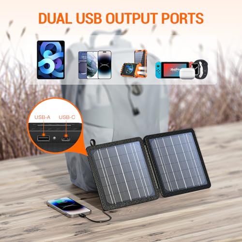 GOODaaa 3-Pack 10000mAh Slim Power Bank Plus 10W Portable Solar Charger