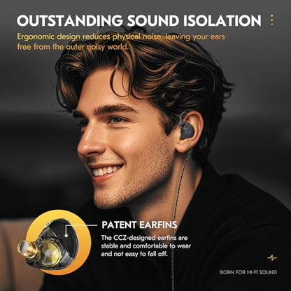 CCZ DC03 1DD HiFi in Ear Monitor Headphones Gaming Earbuds,Gun,Without Mic - color: Gun, size: 3.5mm, without Mic