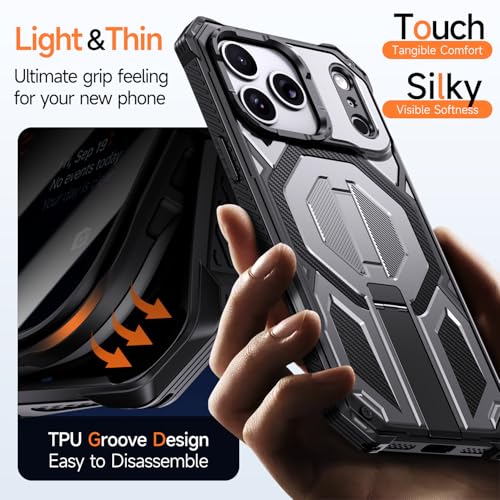 for iPhone 17 Pro Max Case with Kickstand, [15FT Military-Grade Drop Protection] [Compatible with MagSafe] Rugged Shockproof Heavy Duty Magnetic iPhone 17 Pro Max Phone Case Cover (Gray) - color: Gray
