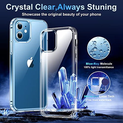for iPhone 12 Case & iPhone 12 Pro Case, [Not Yellowing] [Ultra Slim] Lightweight Thin Shockproof Phone Case,Clear