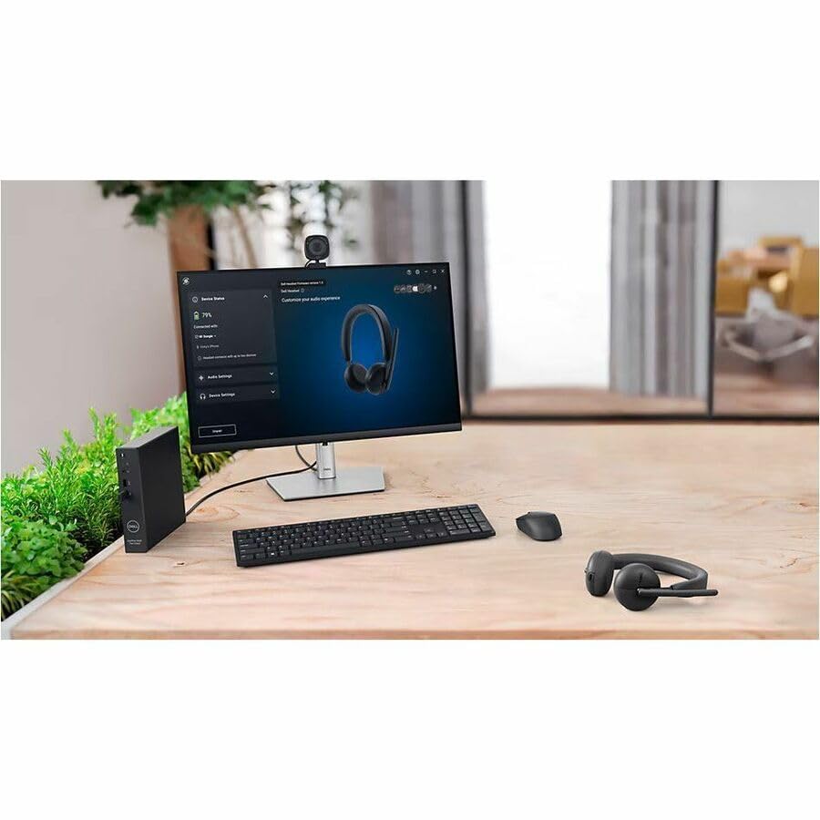 Dell WL3024 Wireless Headset - Leatherette Headband, Built-in AI-Based Noise Cancellation Microphone, Boom mic - Black