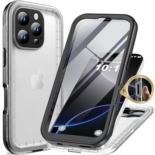 Cozycase for iPhone 16 Pro Max Waterproof Case Full Body Heavy Duty Black | 360 Shockproof with Screen Camera Protector Military Grade Double Water Dust Drop Proof Hard Rugged Tough Front Back Cover - color: Black, size: For iPhone 16 Pro Max