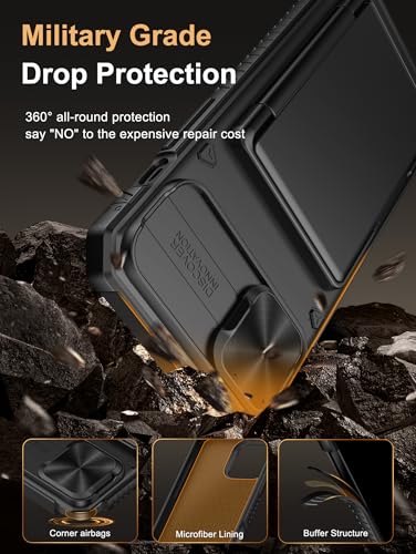 Vihibii for iPhone 15 Plus/iPhone 14 Plus Case with Card Holder, Black | RFID Blocking, Slide Camera Lens Cover, Military-Grade Drop Protection, Raised Edges Protect Screen, Ditch the bulky bag - color: Black, size: iPhone 15 Plus/14 Plus