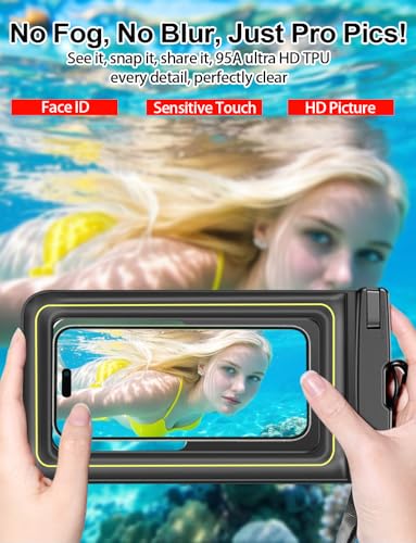 Famoby 4 Pack IP68 Waterproof Phone Pouch (2 Pack Floating and 2 Pack Sinking Waterproof Phone Pouch) Adjustable Neck Lanyard Dry Bag for Apple iPhone,Samsung,and up to 8.5" Black,White - color: Multicolor,H,White,Black,Floating,Sinking