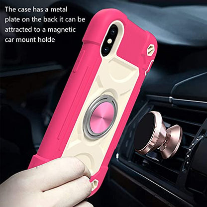 MARKILL Compatible with iPhone XR Case 6.1 Inch with Ring Stand, Heavy-Duty Military Grade Shockproof Phone Cover for iPhone XR 6.1. Hot Pink - color: Hot Pink, size: iPhone XR 6.1"