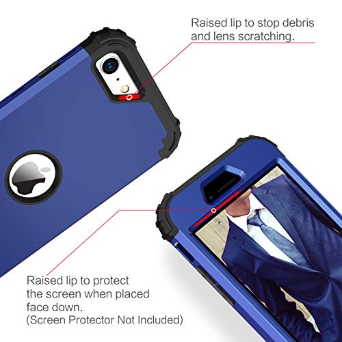 BENTOBEN for iPhone SE 2022 Case and Phone Case iPhone SE 2020, Heavy Duty 3 in 1 Full Body Rugged Shockproof Hybrid Hard PC Soft Rubber Bumper Drop Protective Girl Women Boy Men SE Cover,Deep Blue - color: Black/Deep Blue