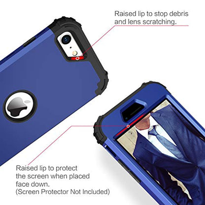 BENTOBEN for iPhone SE 2022 Case and Phone Case iPhone SE 2020, Heavy Duty 3 in 1 Full Body Rugged Shockproof Hybrid Hard PC Soft Rubber Bumper Drop Protective Girl Women Boy Men SE Cover,Deep Blue - color: Black/Deep Blue
