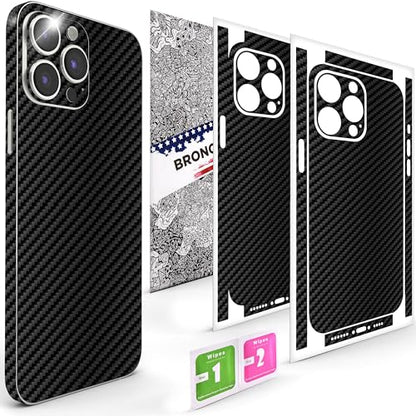 2Pcs Skin Wrap Compatible for iPhone 15 Pro – Slim Decal Vinyl Protective Film for Sides & Back – Sleek Fit, Premium Look – Compatible with All iPhone 15 Pro Cases - Carbon - color: Carbon