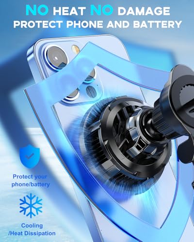 for MagSafe Car Mount Charger TEC Fan Cooling Magnetic Wireless Car Charger - color: Black 1