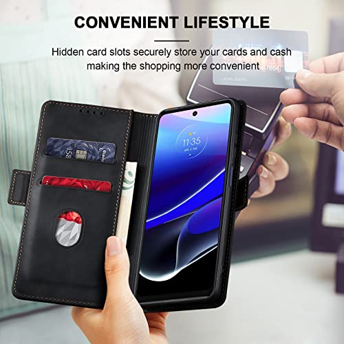 Jasonyu Flip Wallet Case for Moto G Stylus 5G (2022),Leather Magnetic Folio Cover with Card Holder,Kickstand - TPU Shockproof Durable Protective Phone Case,Black | PU Leather Magnetic Folio Cover,with Card Holder,Kickstand,TPU Shockproof,Durable,Protectiv
