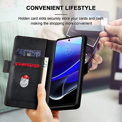 Jasonyu Flip Wallet Case for Moto G Stylus 5G (2022),Leather Magnetic Folio Cover with Card Holder,Kickstand - TPU Shockproof Durable Protective Phone Case,Black | PU Leather Magnetic Folio Cover,with Card Holder,Kickstand,TPU Shockproof,Durable,Protectiv