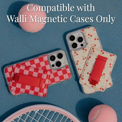 Walli Cases Magnetic Wallet, Slim Card Holder, Kickstand Finger Strap - color: Raspberry Rush