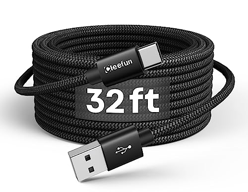 CLEEFUN Extra Long USB A USB C Cable 32ft, USB to USB C Power Cable 32 Foot - color: Black, size: 32ft
