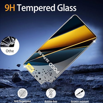 for Xiaomi Poco X6 Pro 5G Screen Protector with Camera Lens Protector, 9H Hardness Anti-Scratch Tempered Glass flim, Case Friendly, Anti-Fingerprint,Anti-Scratch (2+2 PACK) - color: Xiaomi Poco X6 Pro