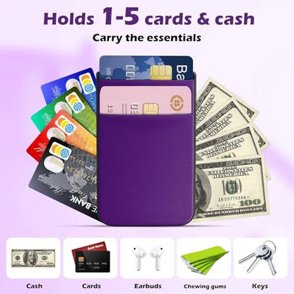 CloudValley Magnetic Wallet Compatible with MagSafe for iPhone 17/16/15/14/13/12 Series, 5 Card Stick on Back of Phone Credit Cards& ID Card Cell Phone Card Holder for Phone Case with Mag-Safe, Purple - color: DarkPurple