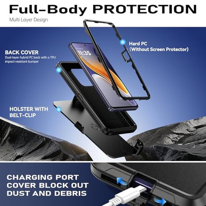 DUEDUE for Motorola G Power 5G 2026 Case, Moto G Power 5G 2025 Case with Belt Clip Holster Shockproof Heavy Duty Kickstand Cover Protective Phone Case for Moto G Power 5G 2026/2025 6.8", Black - size: for Moto G Power 5G 2025/G Power 5G 2026 6.8"
