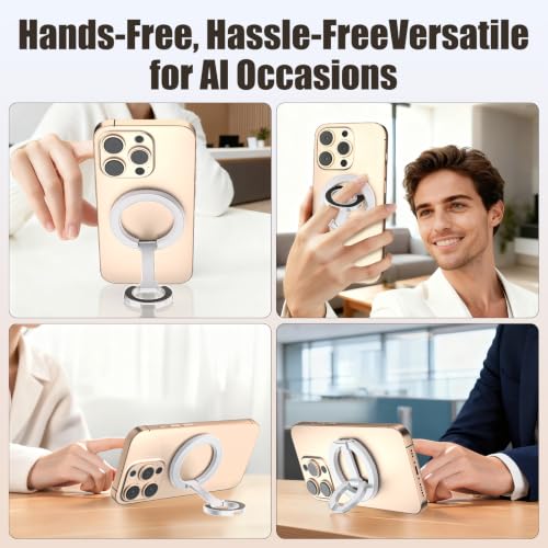 Magnetic Phone Ring Grip for MagSafe Compatible with iPhone Samsung(Silver) - color: Silver
