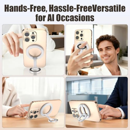 Magnetic Phone Ring Grip for MagSafe Compatible with iPhone Samsung(Silver) - color: Silver