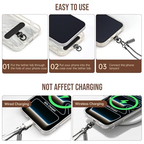 Dadanism Phone Wrist Strap Metal Phone Chain Wristlet Strap, Black - color: Black, size: 26 cm