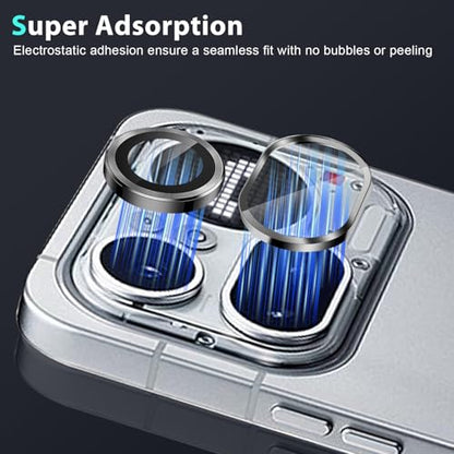 2 Pack Camera Lens Protectors for Nothing Phone 4a Pro, Scratch-Resistant Ultra-Thin Tempered Glass Camera Cover Screen Protector Metal Individual Ring Camera Lens Protector, Black
