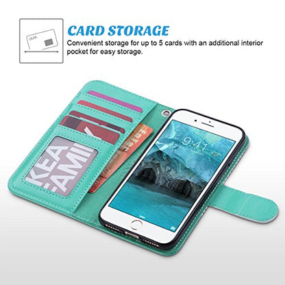 ULAK for iPhone SE 3(2022)/SE(2020)/8/7 Wallet Case Card Holder, Minimal | Premium PU Leather Flip Case with Kickstand Card Slots [RFID Blocking] Wrist Strap, Durable Shockproof Cover 4.7 Inch - color: Minimal