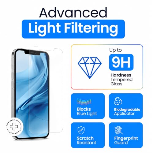 Ocushield Anti Blue Light Tempered Glass Screen Protector of iPhone 13 Pro Max & iPhone 14 Plus (6.7") – Blocks Blue Light, Prevents Eye Strain & Helps You Sleep Better, 9H Hardness & Case Friendly - size: iPhone 13 Pro Max | 14 Plus (6.7")