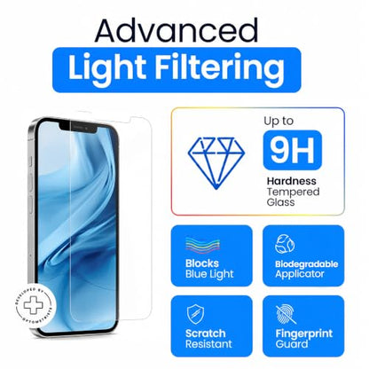 Ocushield Anti Blue Light Tempered Glass Screen Protector of iPhone 13 Pro Max & iPhone 14 Plus (6.7") – Blocks Blue Light, Prevents Eye Strain & Helps You Sleep Better, 9H Hardness & Case Friendly - size: iPhone 13 Pro Max | 14 Plus (6.7")