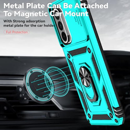 for Samsung Galaxy A36 5G Case with Slide Camera Cover HD Screen Protector [Military Grade 16ft. Drop Tested] Magnetic Ring Holder Kickstand Protective Phone Case for Galaxy A36 5G 2025, Mint - color: Mint w/ Slide Camera 2nd gen. Military Grade