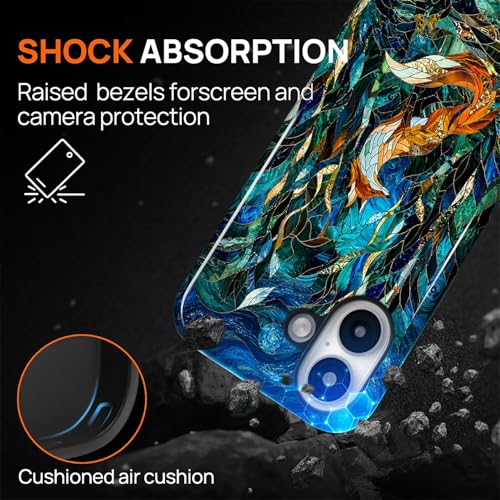 Case Compatible with iPhone 16 Plus, Cute Dual Layer Hybrid Phone Cover, Military Grade Drop Protection, Aesthetic Shockproof Phone Case for Women Girls, Woodland Fox Stained Glass - color: Woodland Fox Stained Glass, size: Iphone 16 Plus