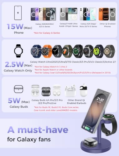 Aeinidi Super Fast Strong Magnetic Wireless Charger for Samsung - color: Cobalt Purple, size: 15W