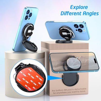 Magsafe Charger Stand, with Built-in Cord Organizer, MagSafe Phone Stand, Convenient Charging Solution with 3M Wall Base Holder, Foldable and Compact and Portable Design for Desk, Travel, Work