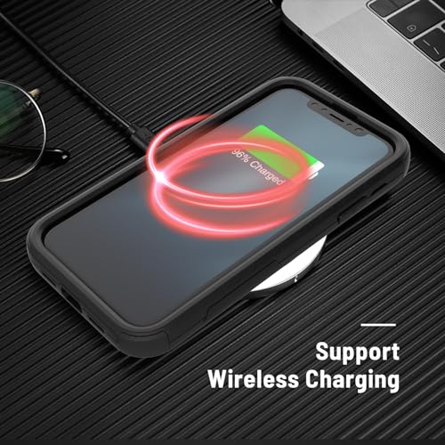 X-belmox for iPhone XR Phone Case [Dropproof] Shockproof Heavy Duty Black | 3-Layers Drop Protection Cover for iPhone XR 6.1 Inch with Tempered Glass Screen Protector, Protective Rugged XR Phone Case - color: Black