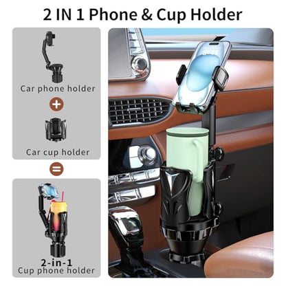 Phone Holders for Your Car, 2 in 1 Adjustable Stable Car Cup Phone Holder