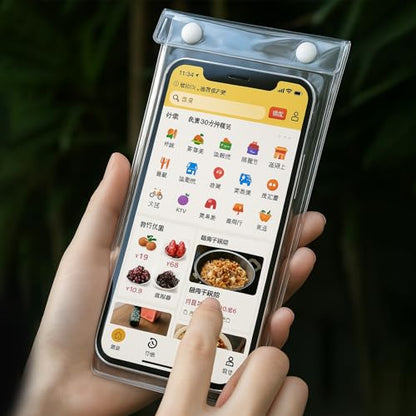1pcs Universal Transparent Mobile Phone Waterproof Bag Touch Screen Outdoor Riding Rainproof Mobile Phone Protection Case - color: Transparent-A