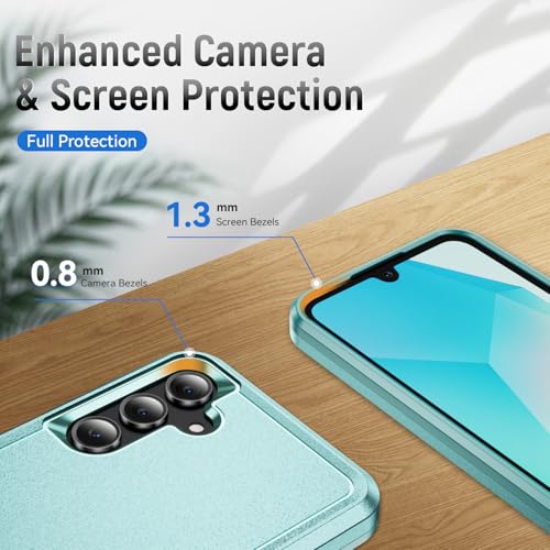 Phone Case for Samsung Galaxy A17 5G Case, Samsung A17 5G Case with Tempered Glass Screen Protector, Soft TPU Hard Back Double Layer Phone Cover (Mint) - color: Mint