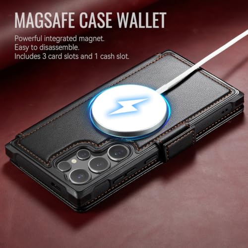 for Galaxy S24 Ultra Slim Wallet Case Wireless Charging, Black - color: Black, size: Samsung Galaxy S24 Ultra