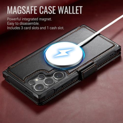 for Galaxy S24 Ultra Slim Wallet Case Wireless Charging, Black - color: Black, size: Samsung Galaxy S24 Ultra