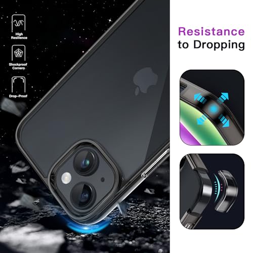 JETech Case for iPhone 14 6.1-Inch, Non-Yellowing Shockproof Phone Bumper Cover, Anti-Scratch Clear Back (Black) - color: Black, size: iPhone 14