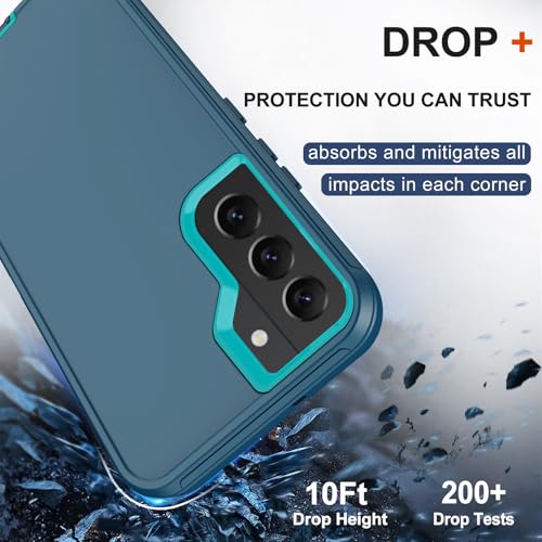 for Samsung Galaxy S22 Plus Case with Belt Clip Holster, 2X Screen Protector, [Military Grade Protection] Heavy Duty Full Body Shockproof Rugged Protective Cover for Samsung S22 Plus 5G Turquoise - color: Turquoise