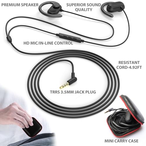 ASKUBSKU Open Ear Headphones Wired for Laptop PC, 3.5mm Earphones with Mic