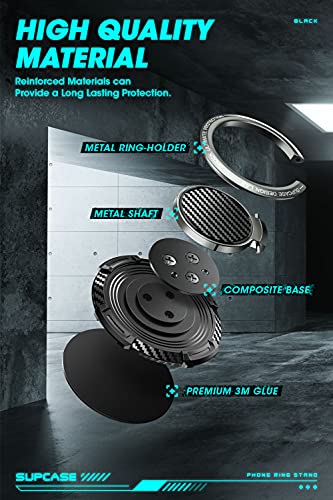 SUPCASE Cell Phone Ring Holder, 360° Rotation Universal Phone Grip, Black