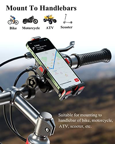 BRCOVAN Anti-Theft Aluminum Alloy Motorcycle Phone Mount Holder - color: BLACK
