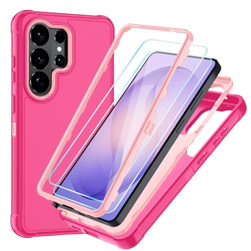 Compatible with Samsung Galaxy S26 Ultra Case with HD Screen Protector, 3-Layer Shockproof Military Grade Full Body Protection, Heavy Duty Hybrid Protective Phone Cover (Pink/Rose Gold) - color: Pink/Rose Gold
