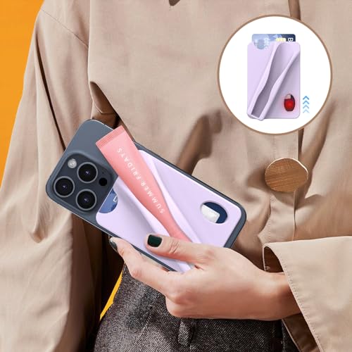 DOB SECHS Large Silicone Lip Holder with Card Holder Compatible with Summer Fridays, Tower 28, Laneige Lipstick Lip Glaze Phone Case Back Stick On Holder for iPhone and Android Smartphones,Purple - color: Purple, size: Large