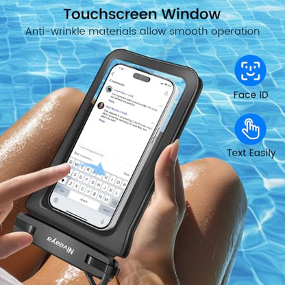 Niveaya IPX8 Double Space Waterproof Phone Pouch (up to 8.3") -2 Pack Waterproof Phone Case with Lanyard for iPhone 17 16 15 Pro Max,Touchscreen & Underwater Photography, Beach Cruise Essentials 2026 - color: Black+ Black, size: Medium 8.3"