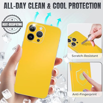 2Pcs Skin Wrap Compatible for iPhone 15 Pro – Slim Decal Vinyl Protective Film for Sides & Back – Sleek Fit, Premium Look – Compatible with All iPhone 15 Pro Cases - Yellow - color: Yellow