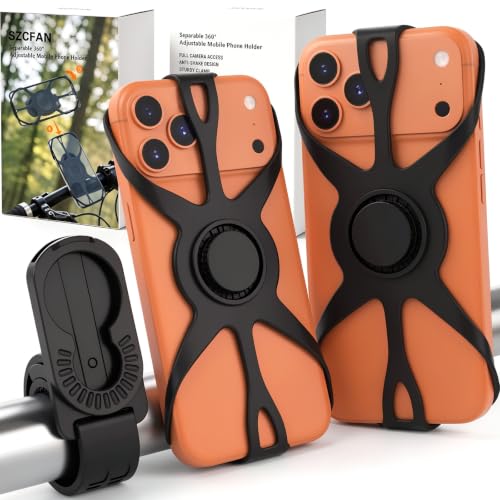 Bike Phone Mount 2 Pack, Bike Phone Holder, Motorcycle Cell Phone Mount- 360° Rotatable Silicone Bicycle Phone Holder Handlebar Phone Mount for 15 Pro Max / 14/13, S10 and More 4.7-6.8" Phone - size: 2 Pack